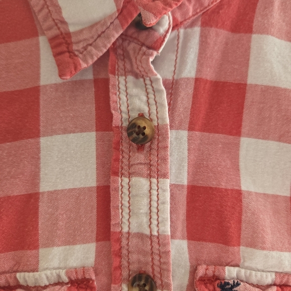 Abercrombie Kids Orange and White Plaid Button-Down Shirt Size 8 - Picture 3 of 7